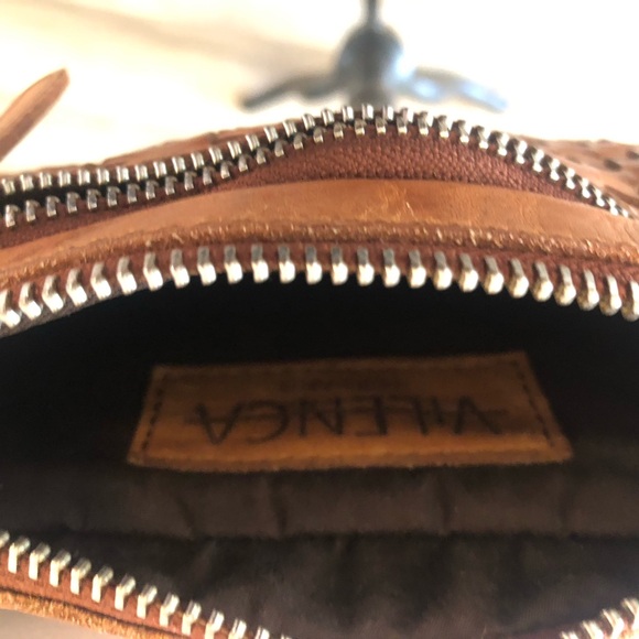 Anthropologie Vilenca Holland Cognac Leather Belt Bag Woven Crossbody Boho - Picture 7 of 12
